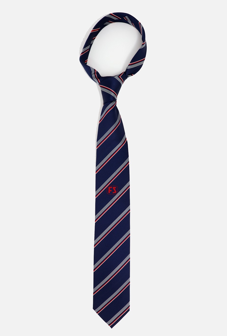 Cravatta a righe con logo FS "a televisore"