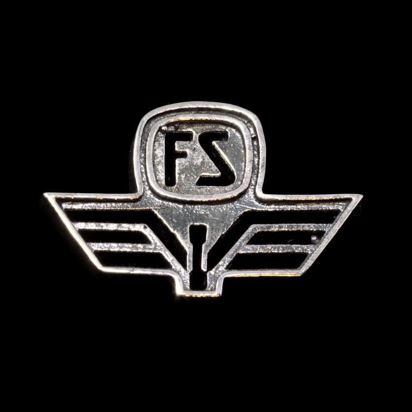 Spilla in argento brunito con logo FS