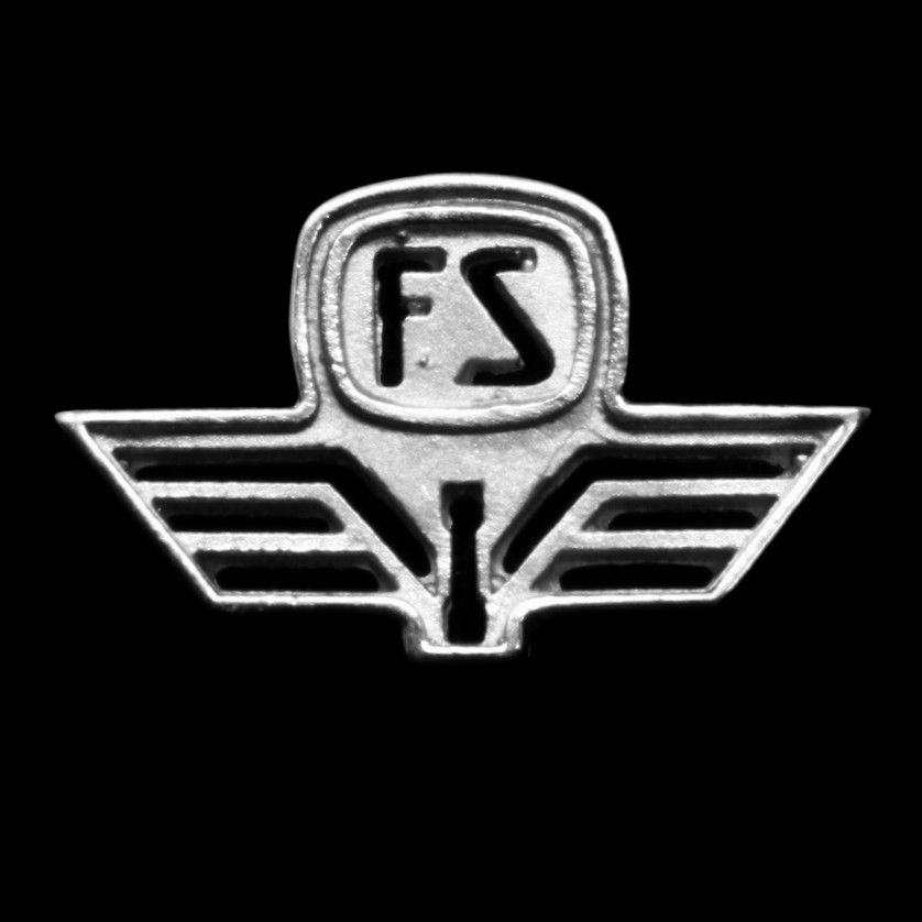 Spilla logo FS in argento stampa 3d