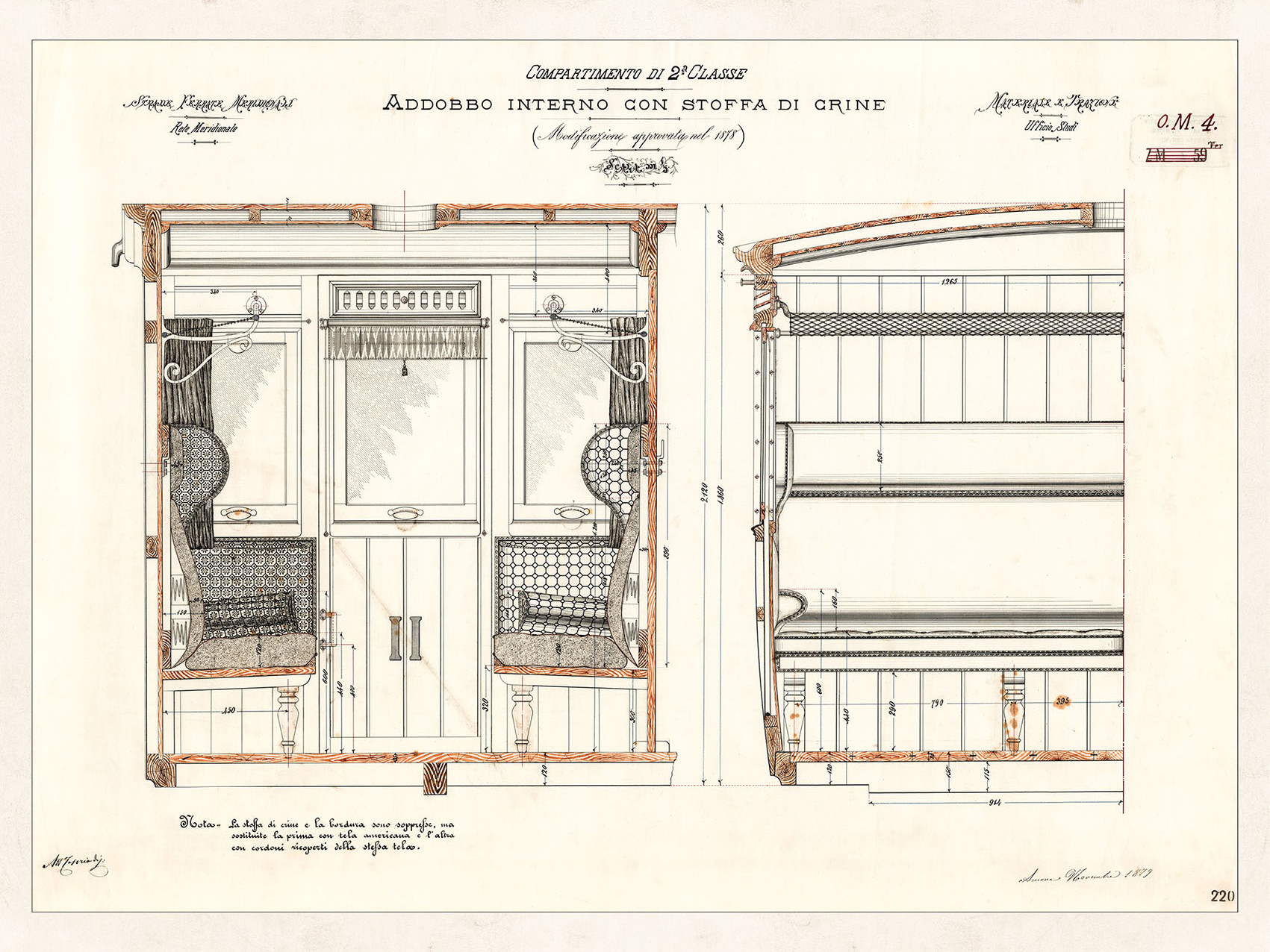 Disegno di addobbo interno di un compartimento