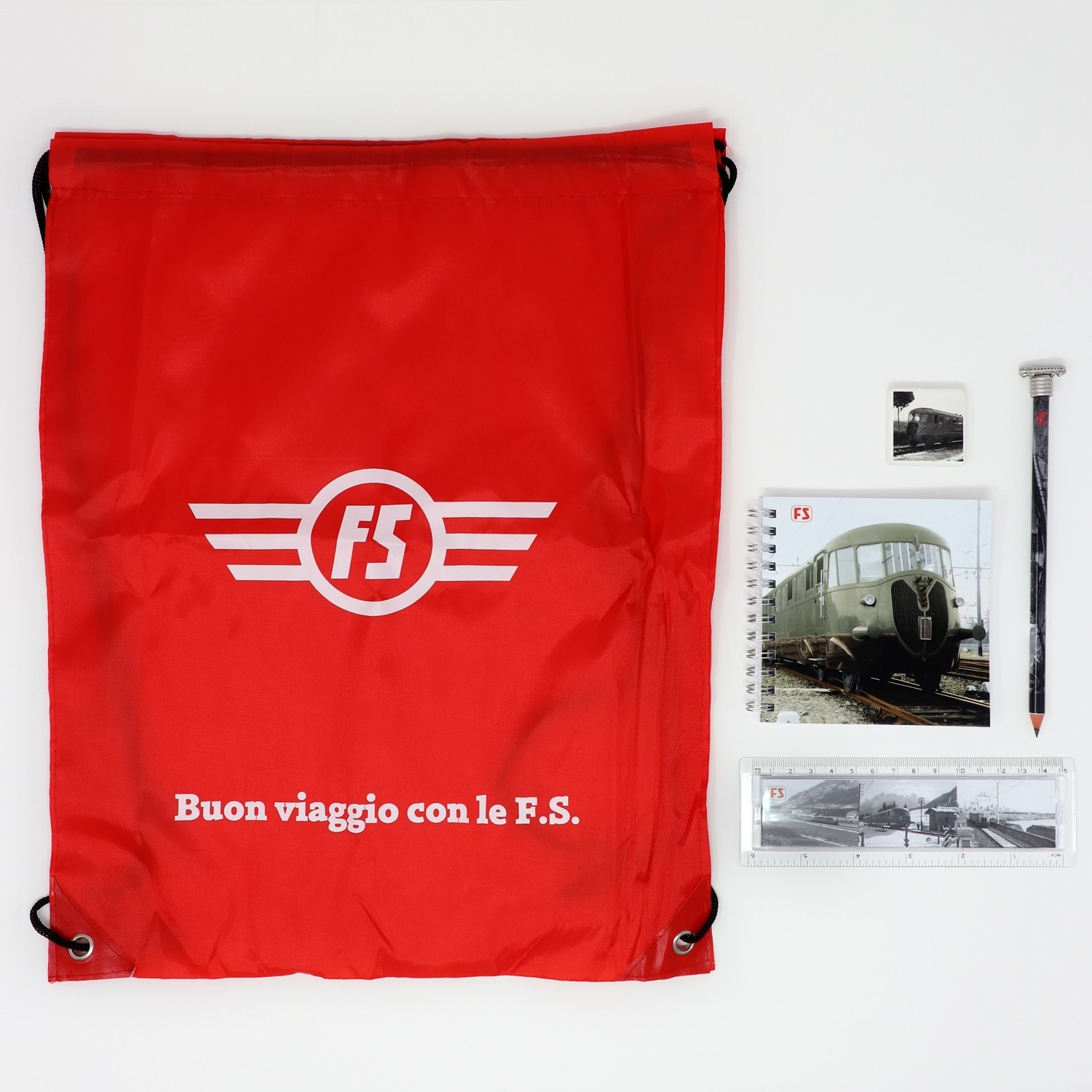 Set di cancelleria ALn 556 con zaino rosso