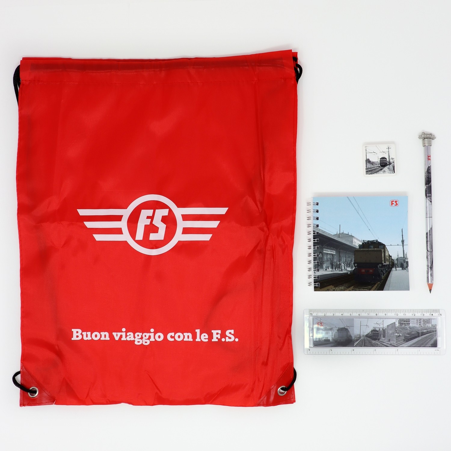 Set di cancelleria E.626 con zaino rosso